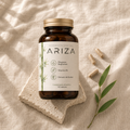 Bote de cristal ámbar de magnesio bisglicinato ARIZA con vitamina B6 y extracto de bambú
