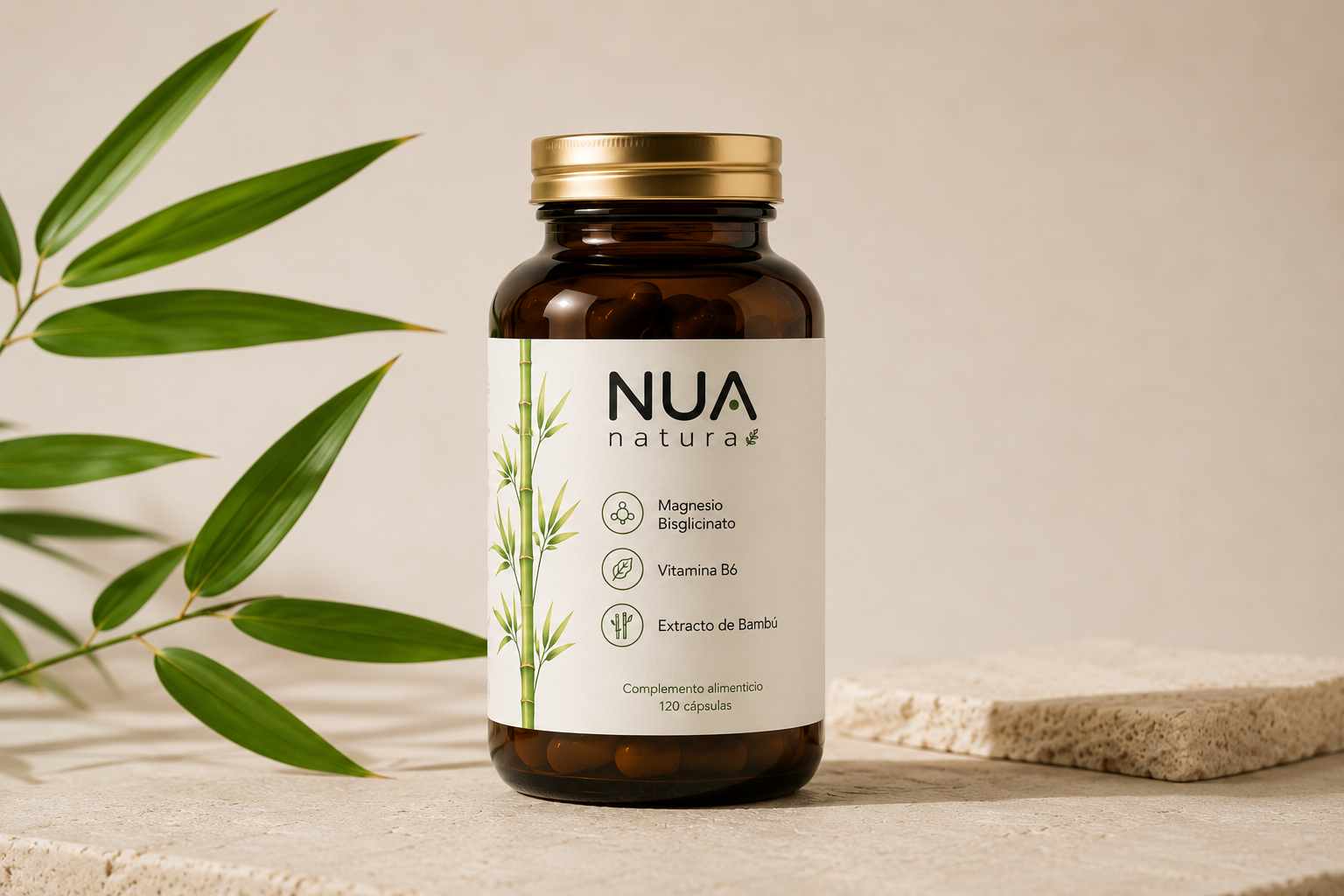 Bote de MG Ultra de Nua Natura, magnesio bisglicinato con B6 y bambú